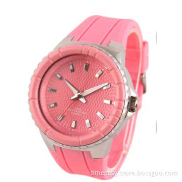 High Quality Pink Lovely Watch with Factory Price, Watches with Silicone Strap